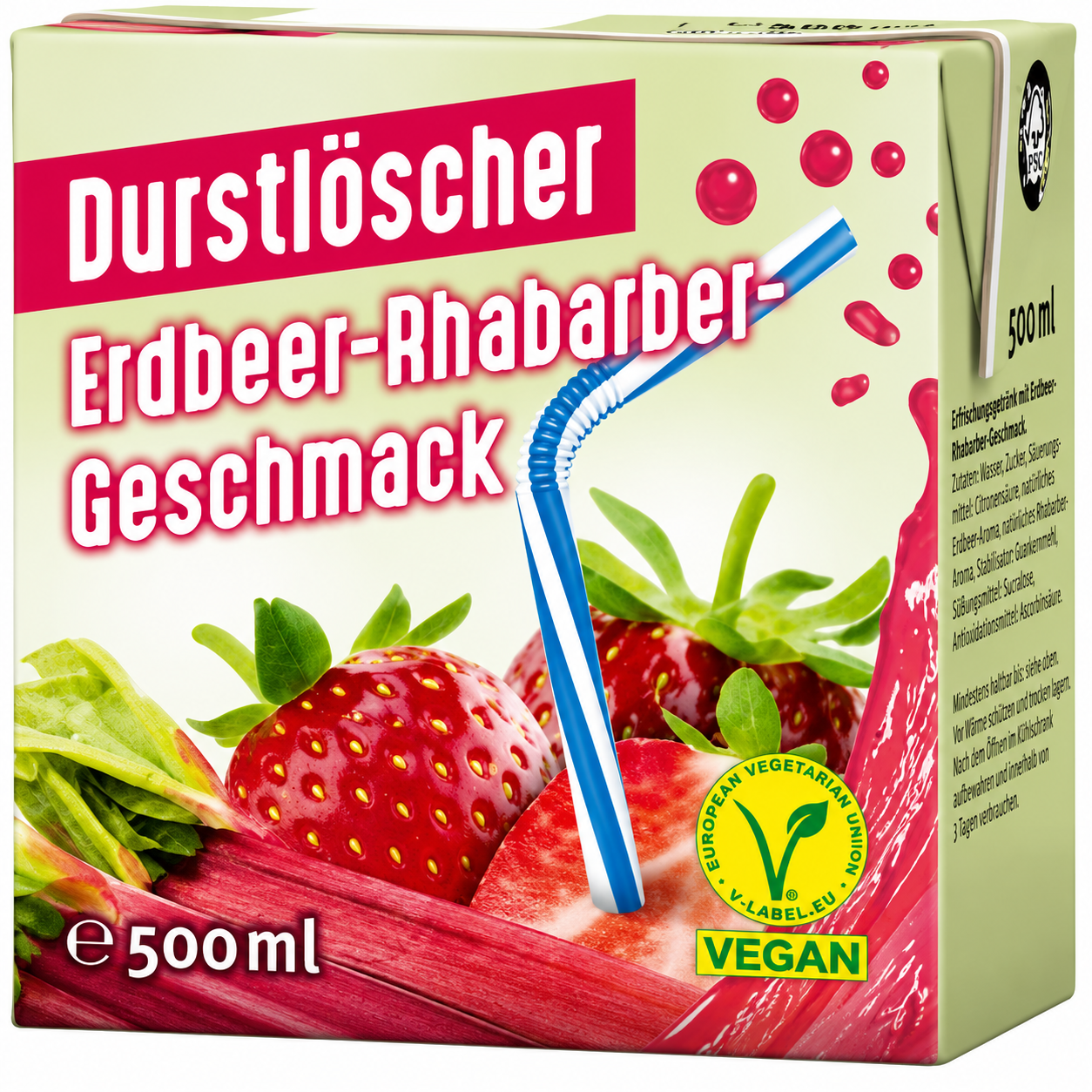 Durstlöscher Jordgubb Rabarber Smak 500ml