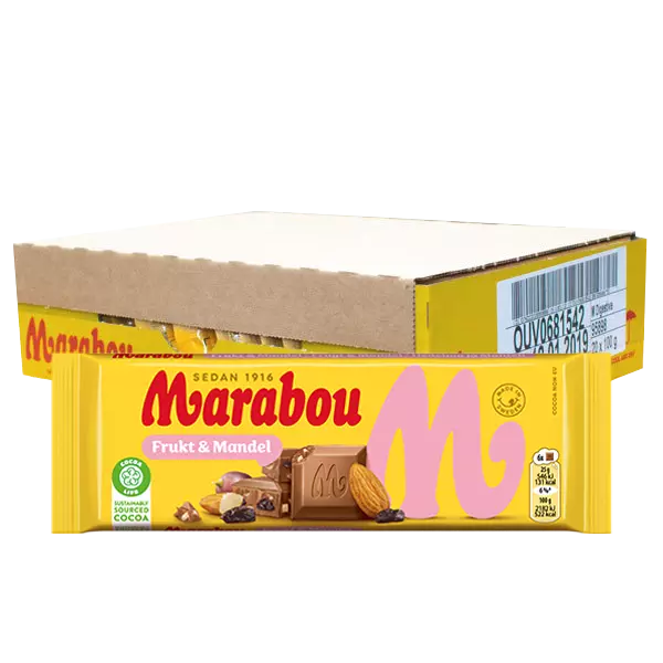 Marabou Frukt og Mandler 160g x 15 stk