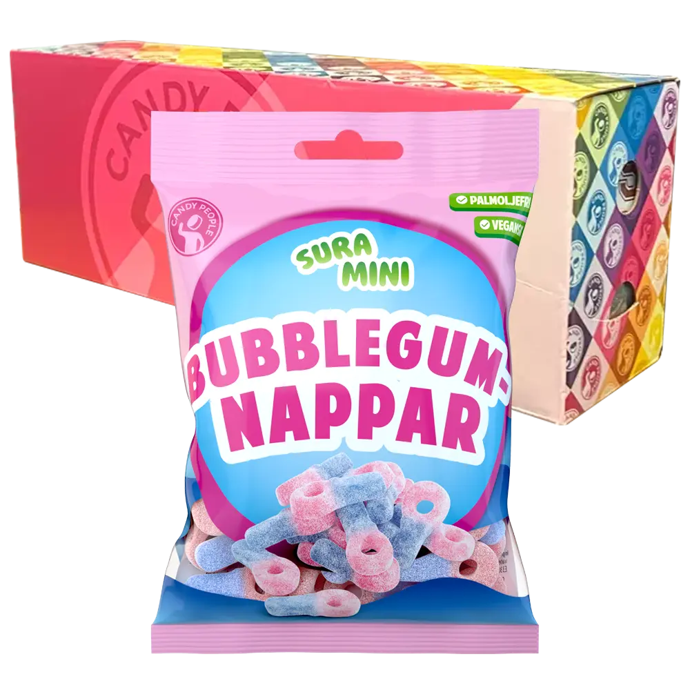 Sura Mini Bubblegumnappar 70g x 18st