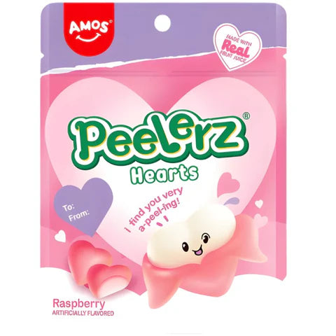 Amos Peelerz Raspberry Heart Shaped Peelable Gummy 65g
