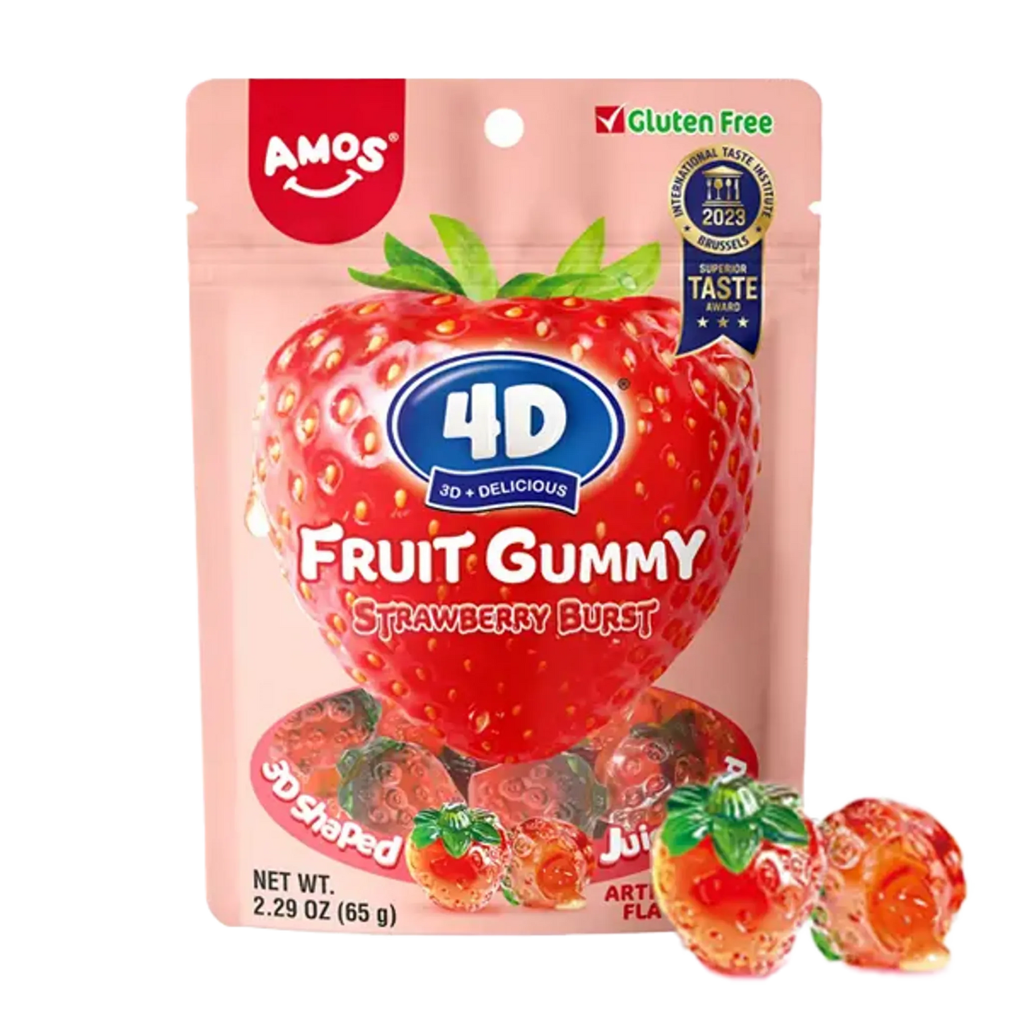 Amos 4D Fruit Gummy Strawberry Burst 65g