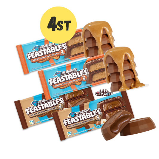 Mr Beast Feastables Creamy Chocolate Hazelnut/Creamy Peanut Butter 2 cups 4st x 40g