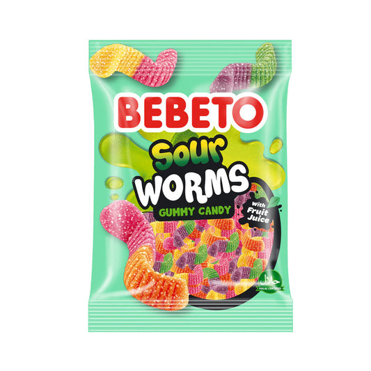 Bebeto Sour Worms Gummy Candy 80g