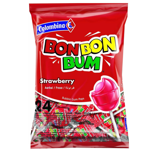 BonBon Bum Strawberry Klubbor 408g (24 st)