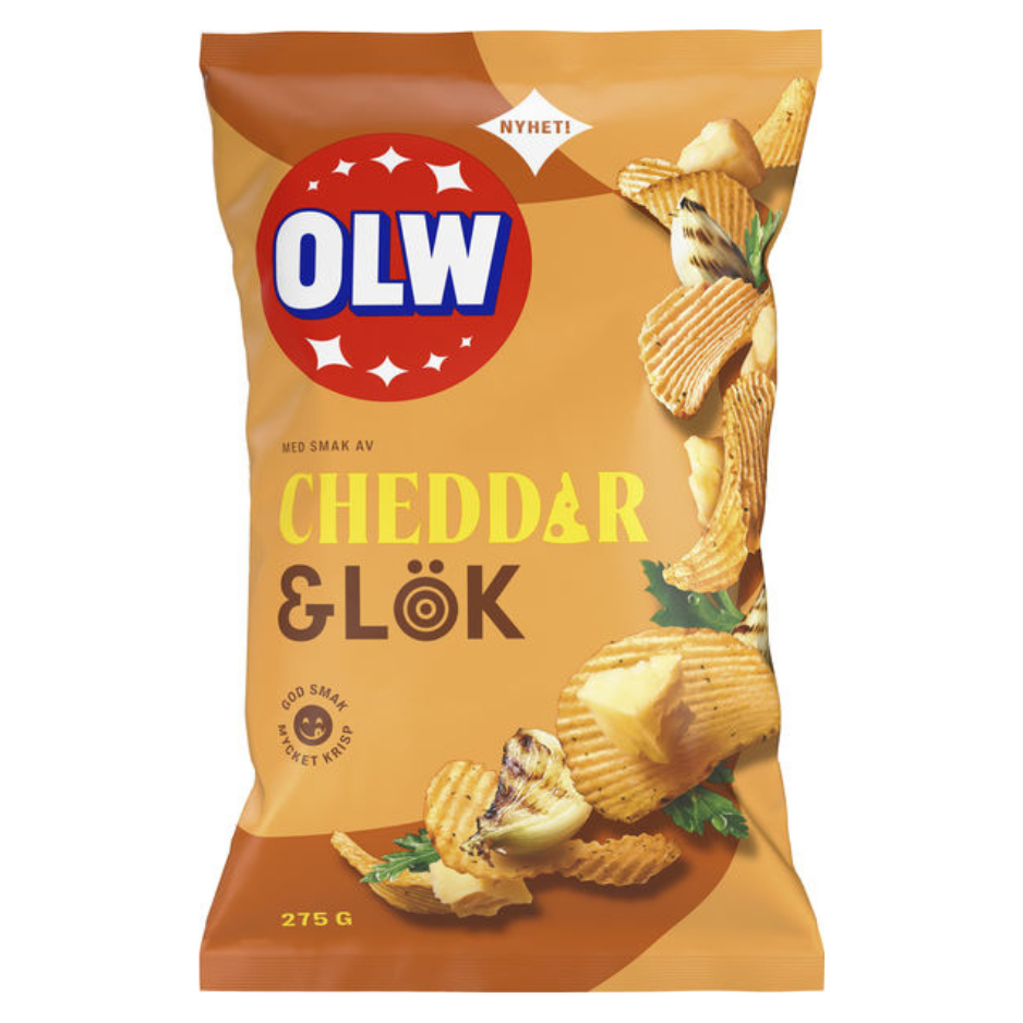 OLW Cheddar & Lök 275g