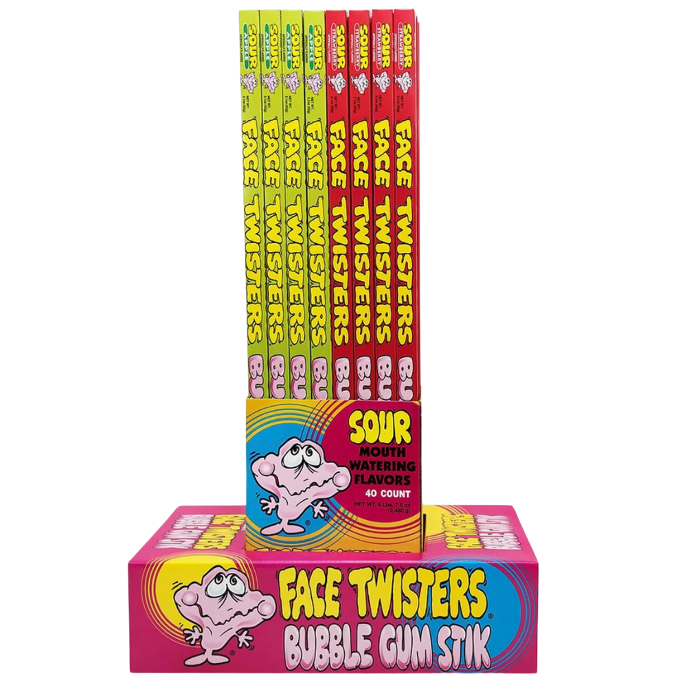 Face Twisters - Sour Bubble Gum Stick 1st x 62g