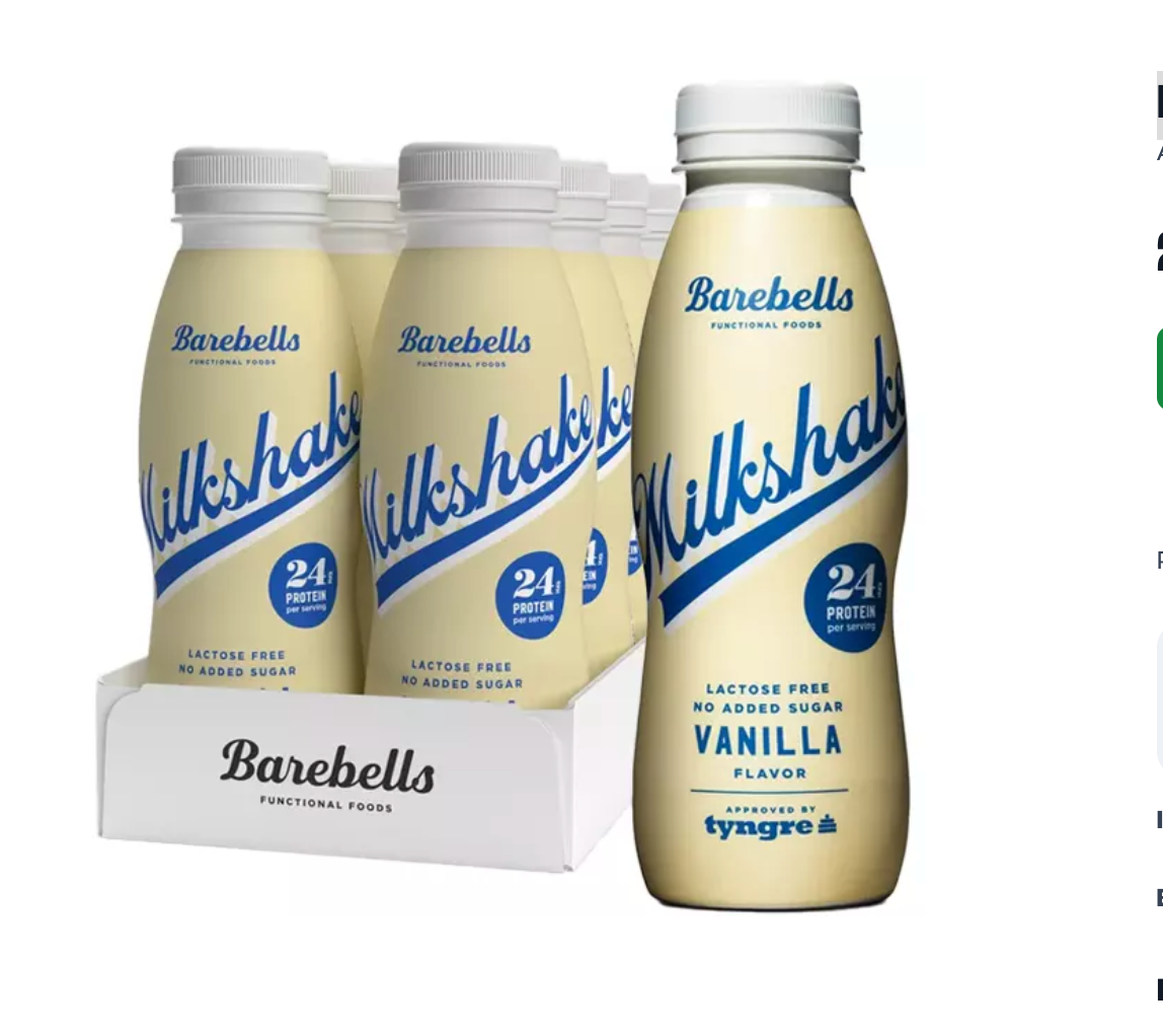 Barebells Milkshake Vanilj 33cl