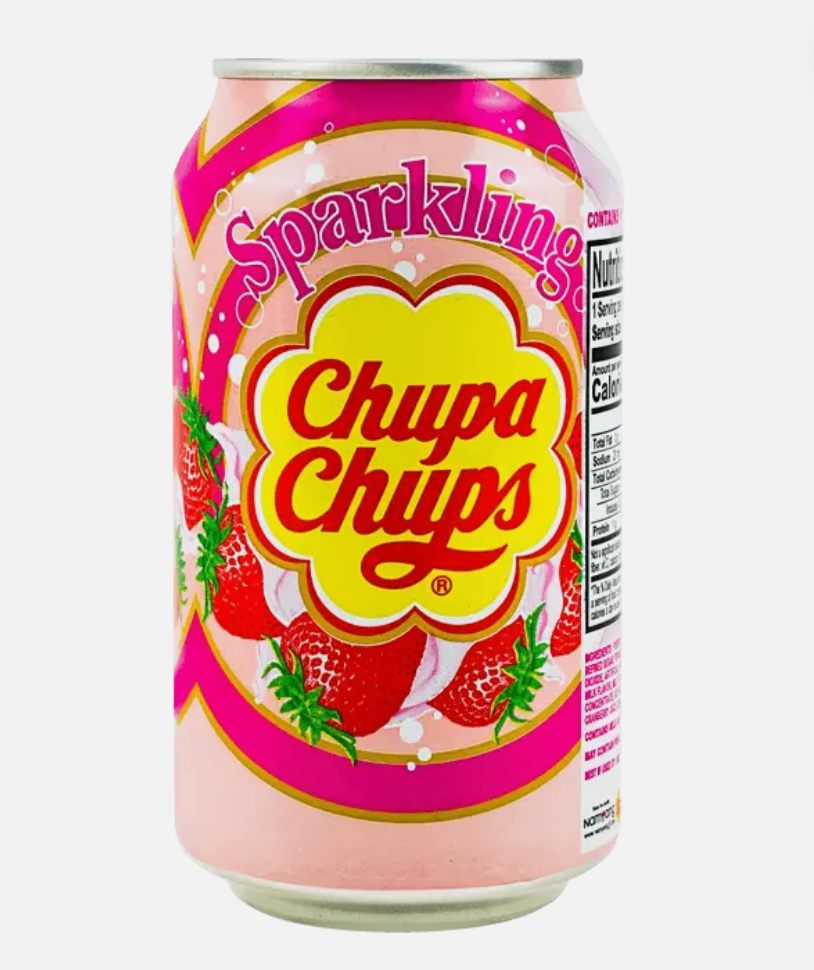 CHUPA CHUPS Sparkling Strawberry Cream Soda, Sweet Refreshing, 345ml