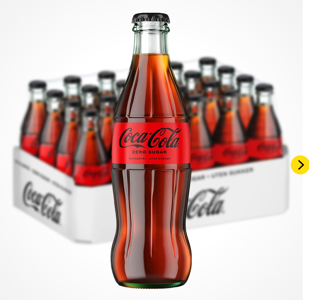 COCA COLA ZERO GLAS FLASKA 33CL