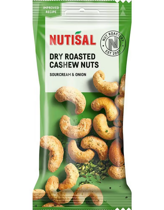 Nutisal Torrrostade Cashewnötter Sourcream & Onion - Cashewnötter med Sourcream & Löksmak 55g