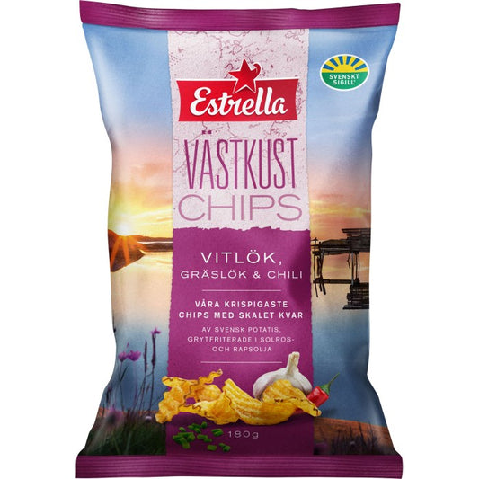 Estrella Västkustchips Vitlök, Gräslök & Chili