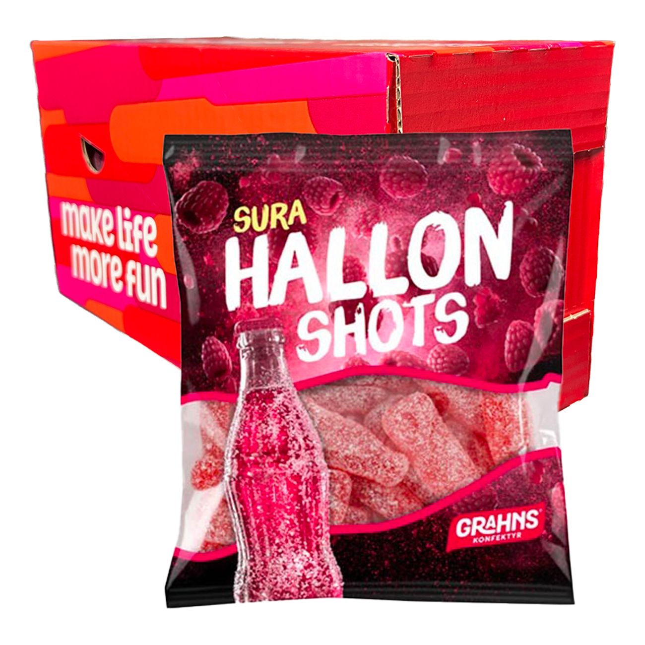 Grahns Sura Hallonshots Storpack 80g x 14st